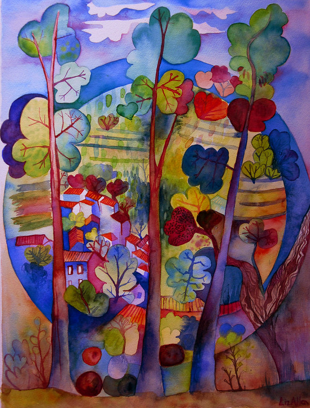 View from the Convent, Monchique watercolour on paper