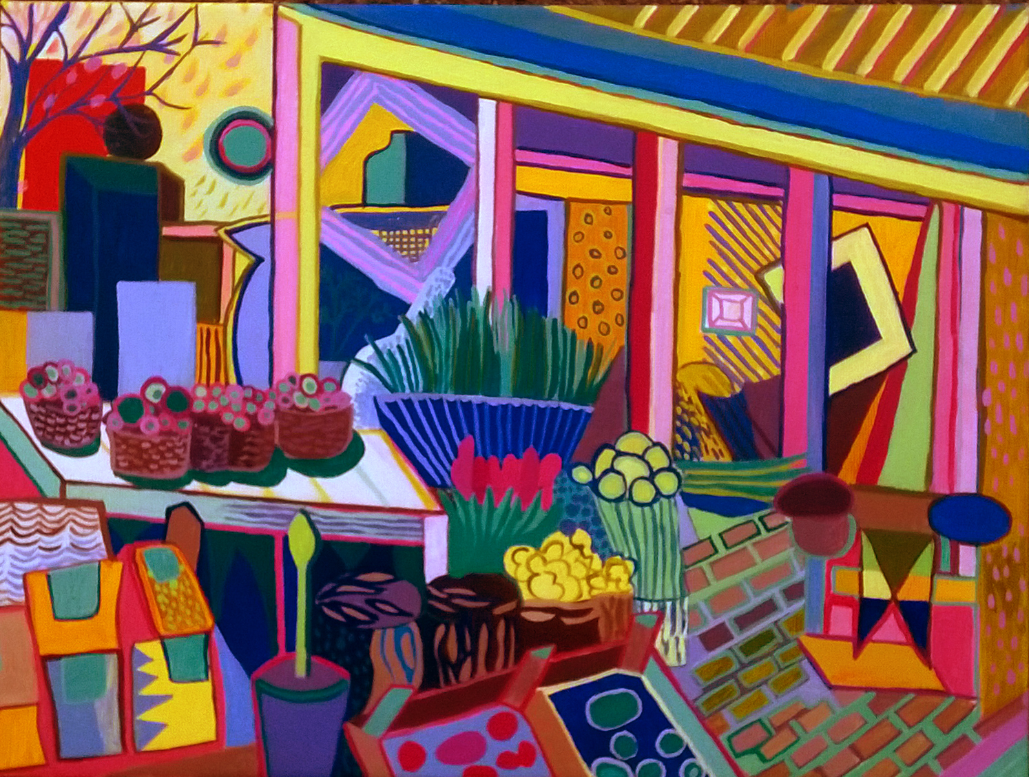 Painting of a Dutch flower shop