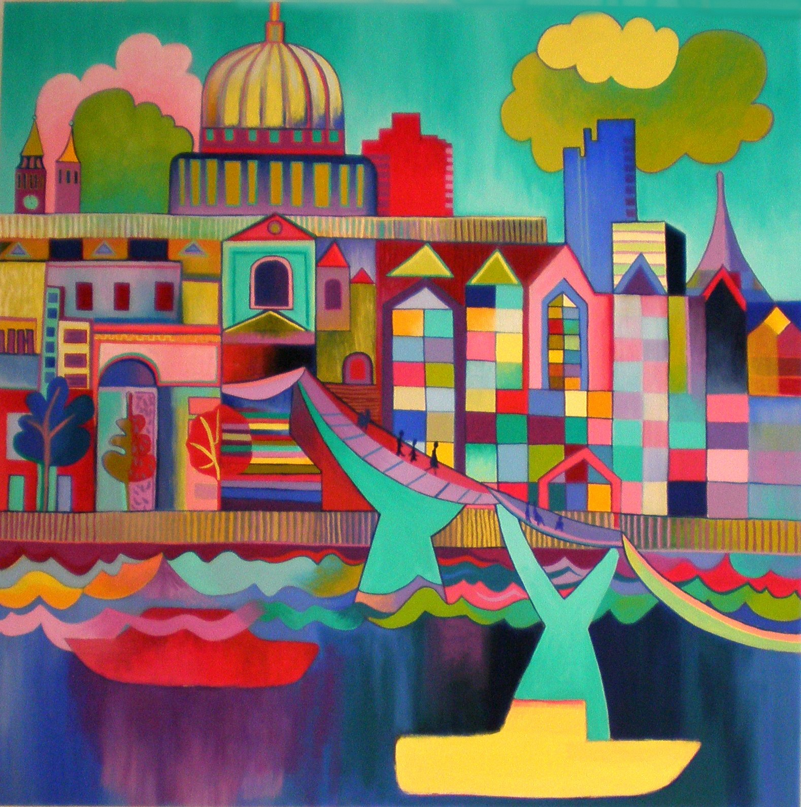 Painting of St. Pauls and the River Thames, London, by Liz Allen